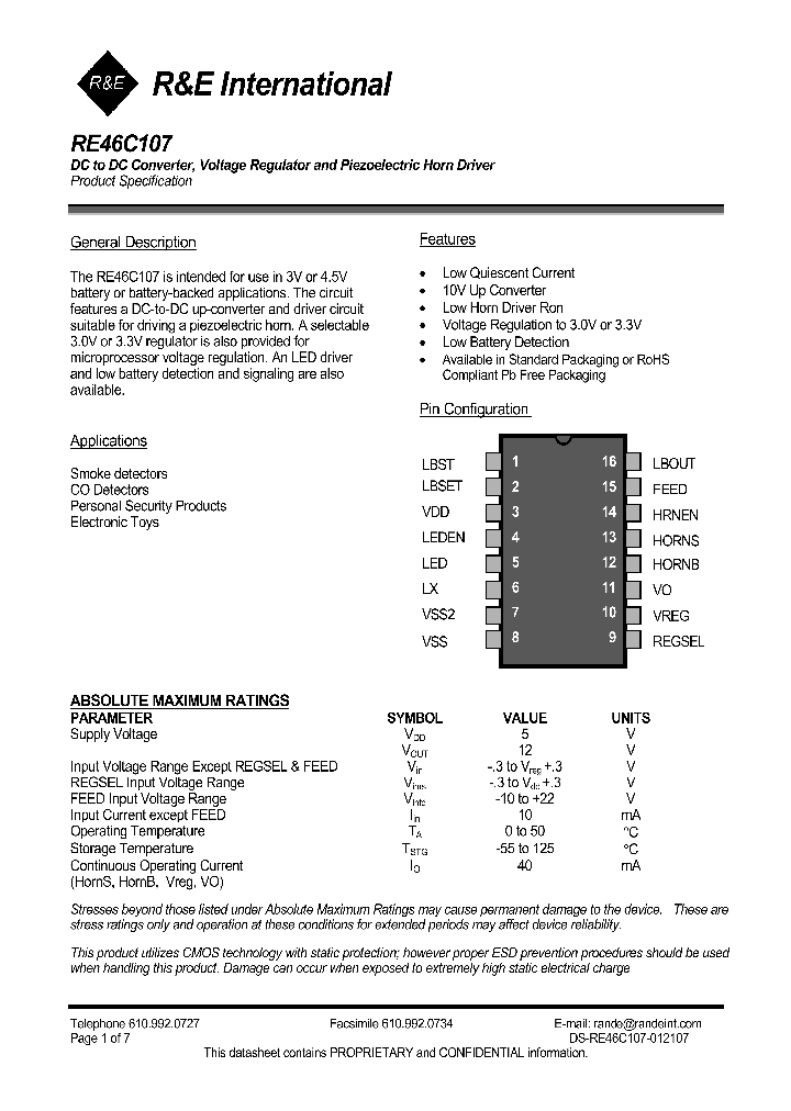 RE46C107_1107735.PDF Datasheet