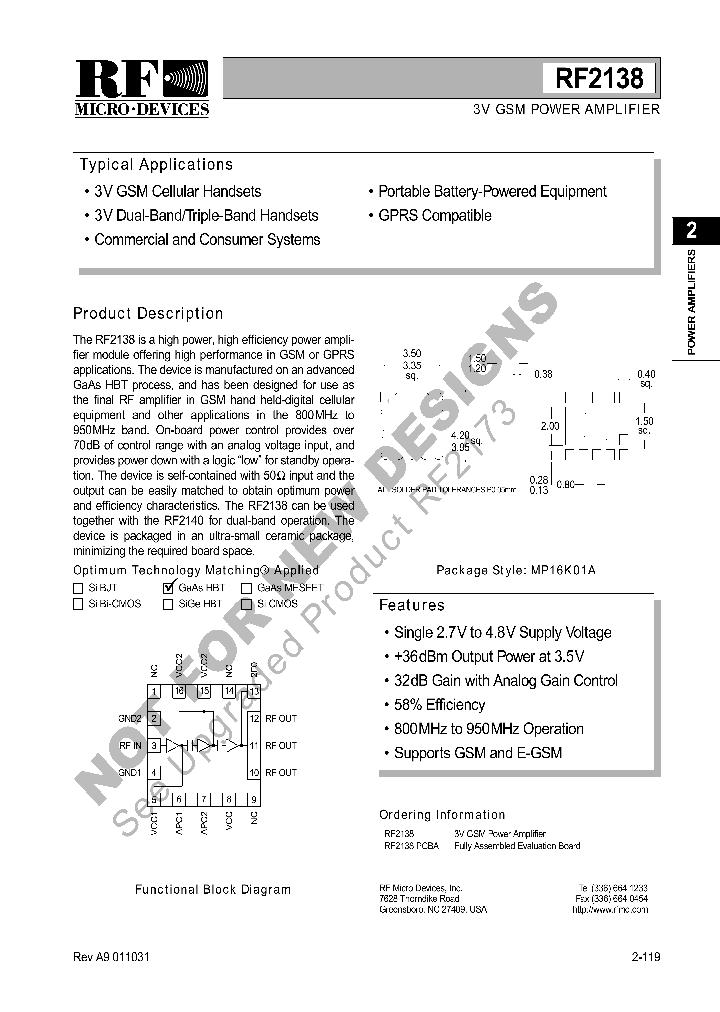 RF2138PCBA_1301268.PDF Datasheet