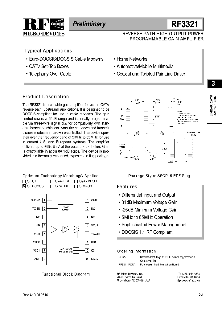 RF3321PCBA_1301454.PDF Datasheet