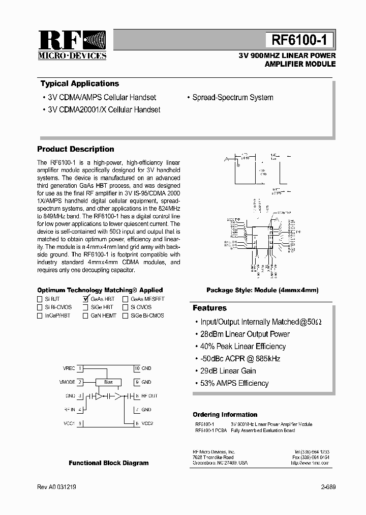 RF6100-1PCBA_1301508.PDF Datasheet