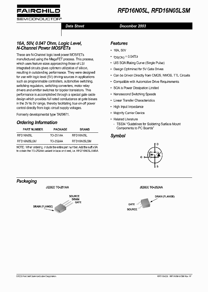 RFD16N05LSM_1301531.PDF Datasheet