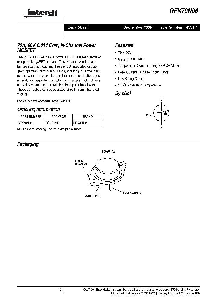 RFK70N06_1301564.PDF Datasheet