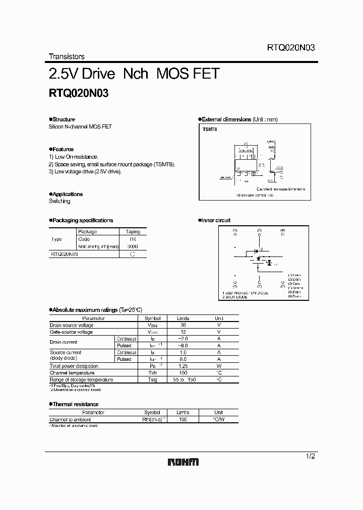 RTQ020N03_1302930.PDF Datasheet
