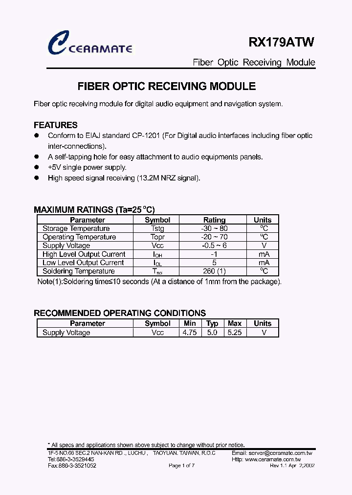 RX179ATW_1303093.PDF Datasheet