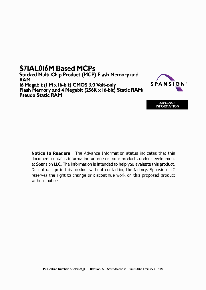 S71AL016M40_669271.PDF Datasheet