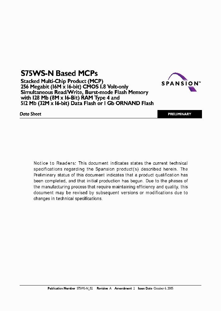 S75WS256NEFBAWLK0_1097818.PDF Datasheet