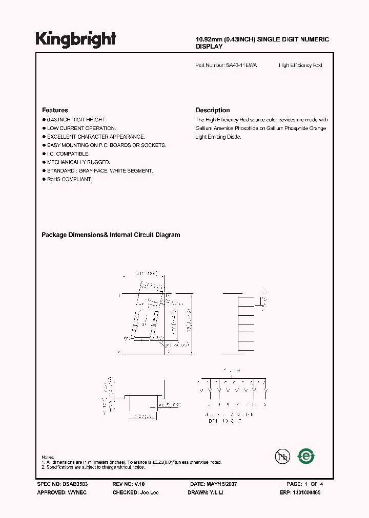 SA43-11EWA_1304441.PDF Datasheet