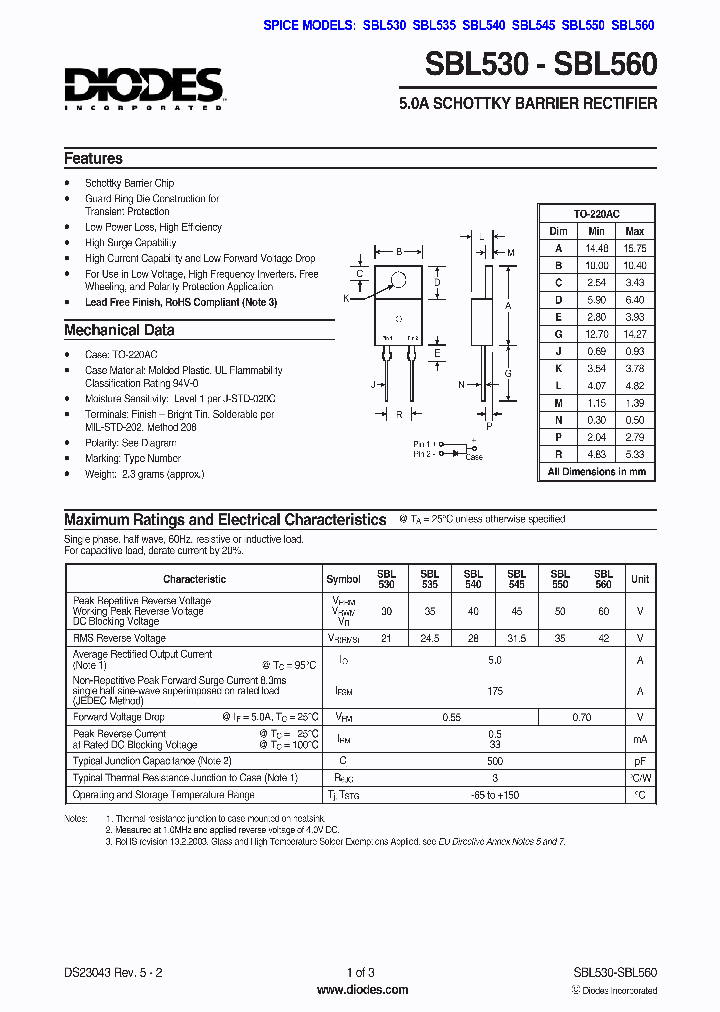 SBL560_1305355.PDF Datasheet
