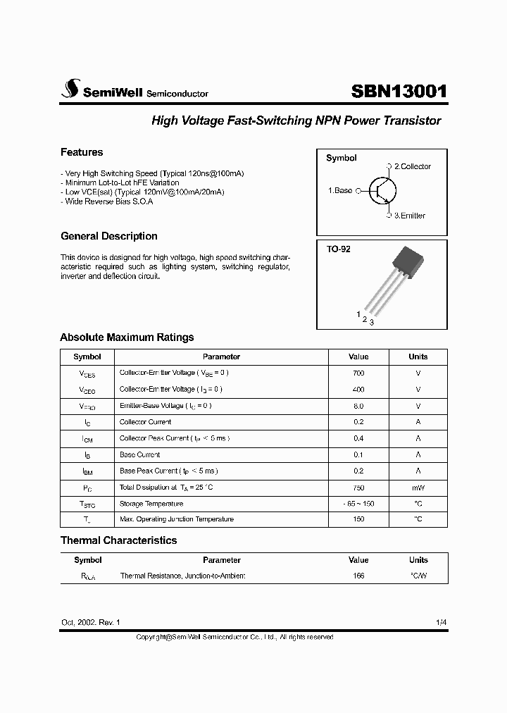 SBN13001_1305390.PDF Datasheet