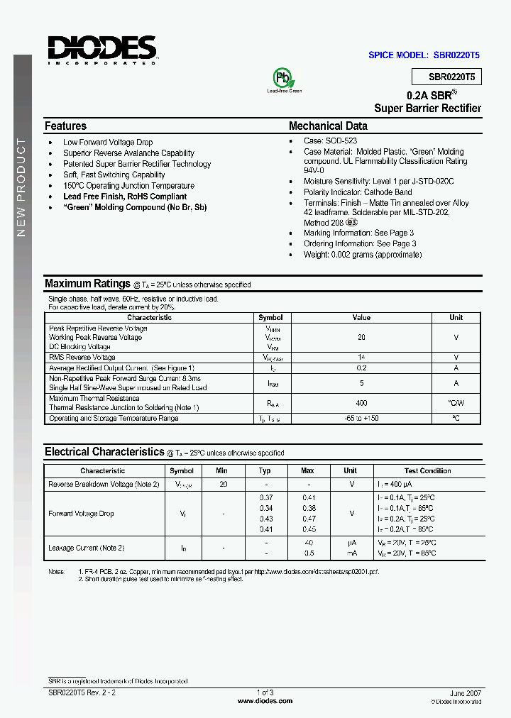 SBR0220T5-7_1305405.PDF Datasheet