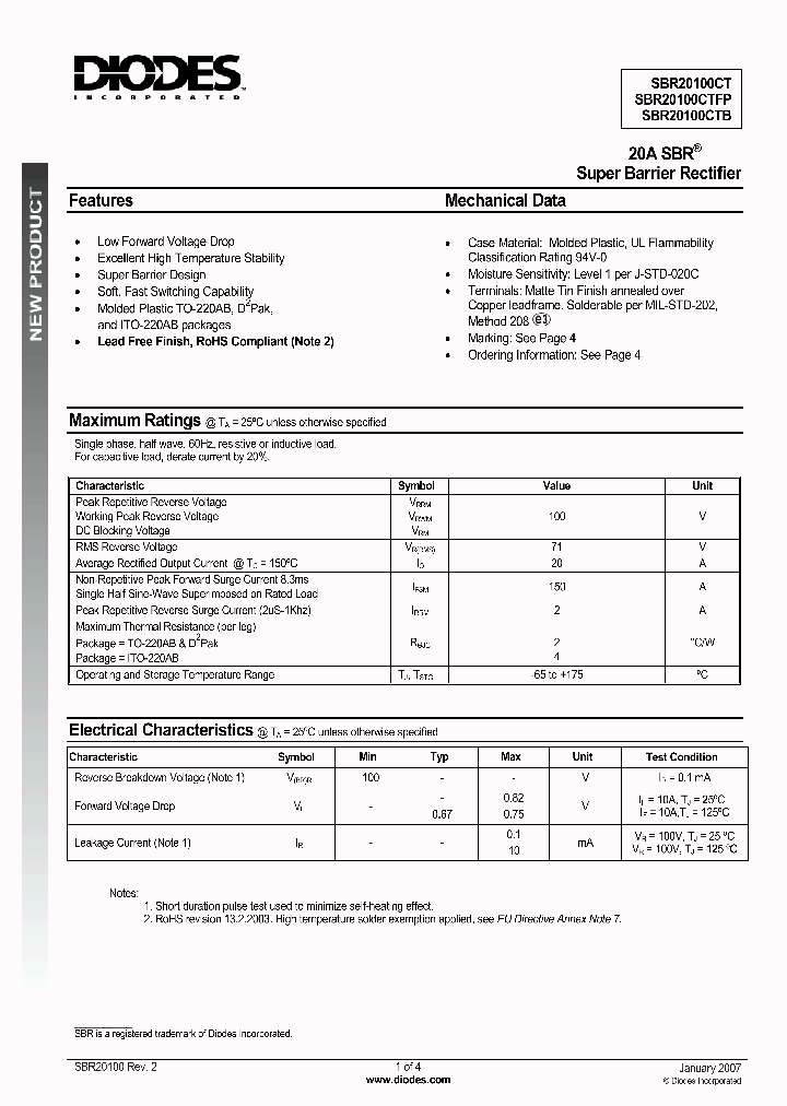 SBR20100CTFP_1305411.PDF Datasheet