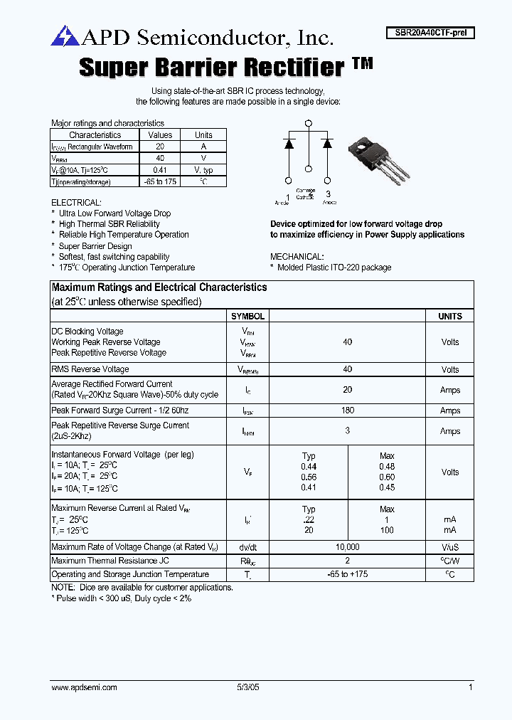 SBR20A40CTF_1117465.PDF Datasheet