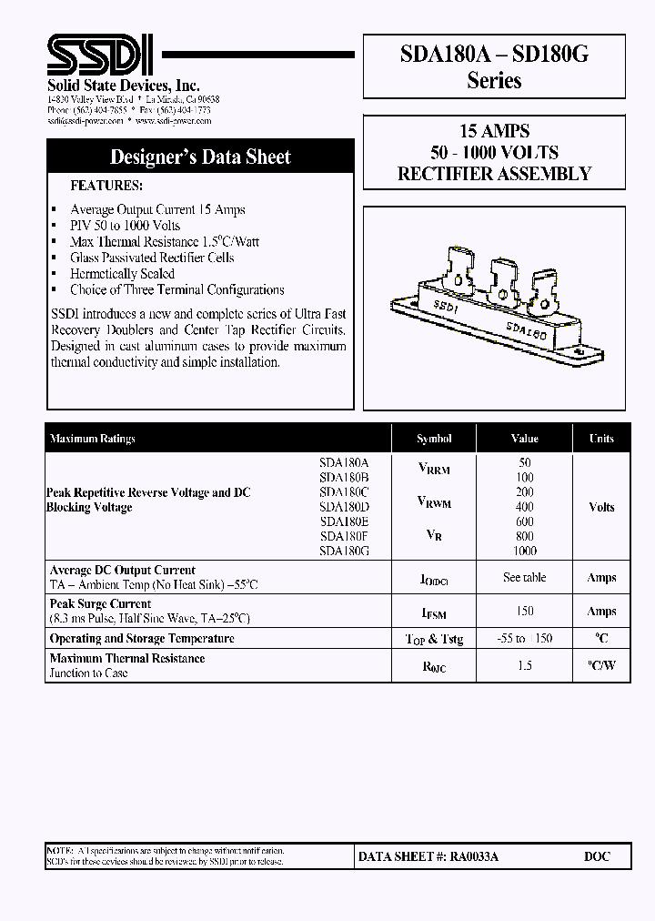SDA180G_1306386.PDF Datasheet