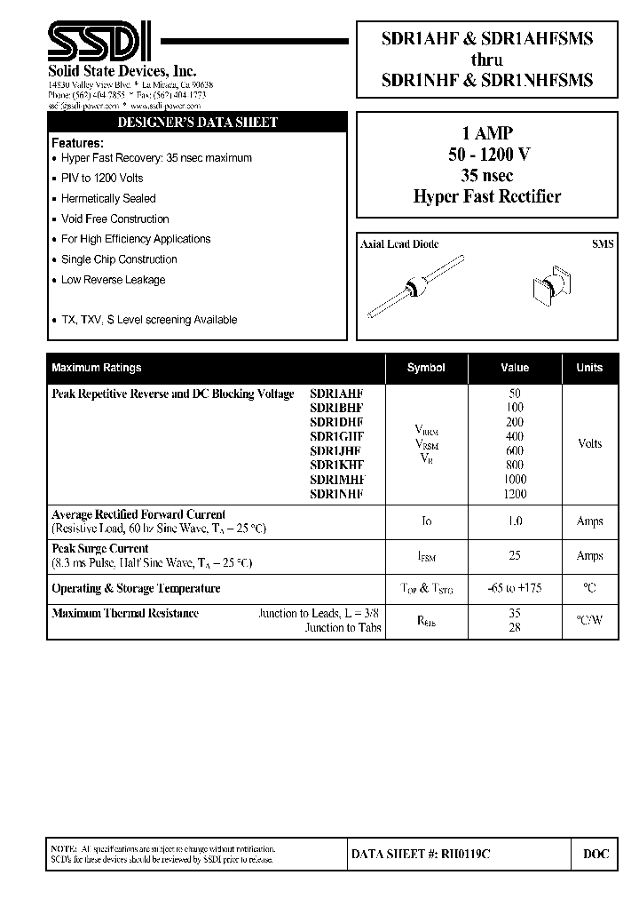 SDR1NHFSMS_1306633.PDF Datasheet