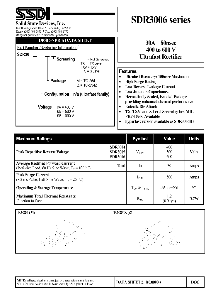 SDR3006ZTXV_1306642.PDF Datasheet