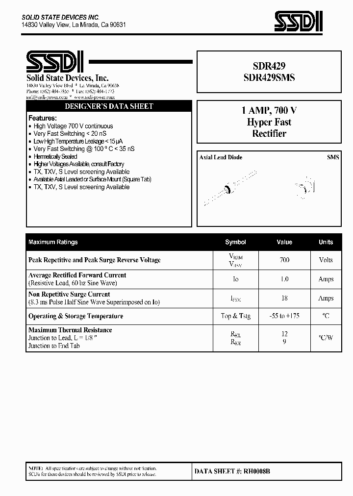 SDR429SMS_1306651.PDF Datasheet