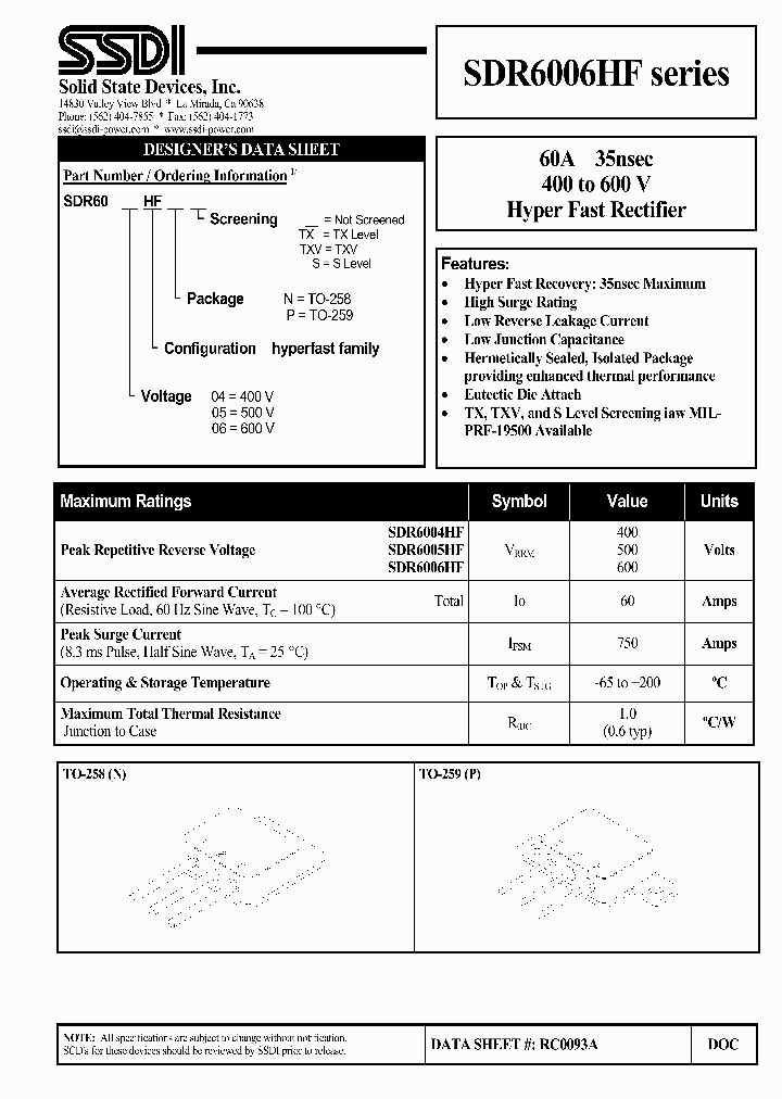 SDR6006HFPTXV_1306662.PDF Datasheet