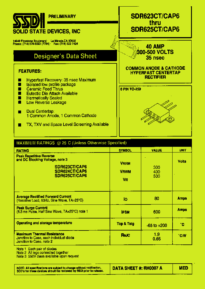 SDR625CT_1306672.PDF Datasheet