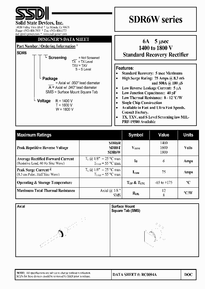 SDR6WSMSTXV_1306692.PDF Datasheet