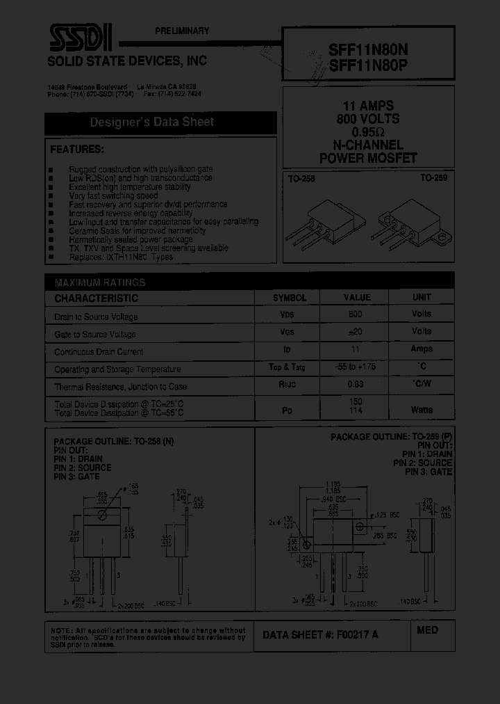 SFF11N80P_1307431.PDF Datasheet