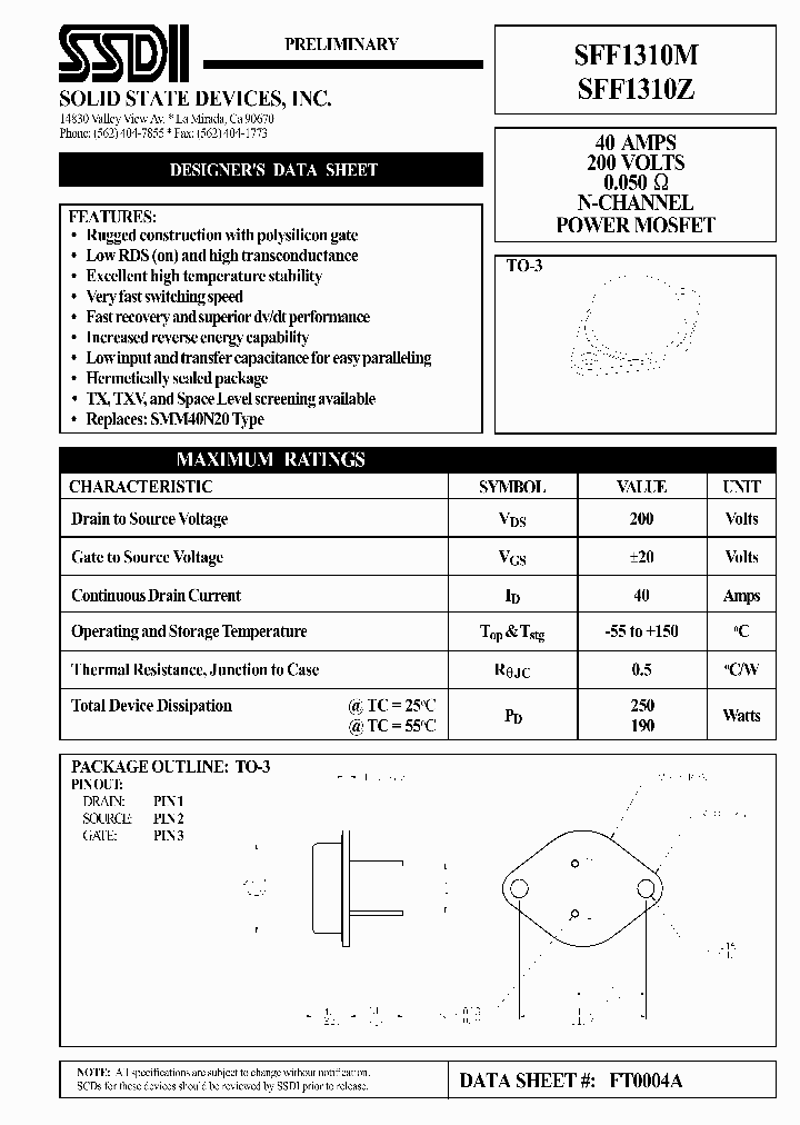 SFF1310Z_1307440.PDF Datasheet