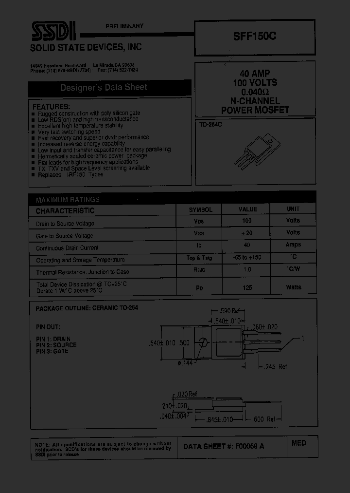 SFF150C_1307447.PDF Datasheet