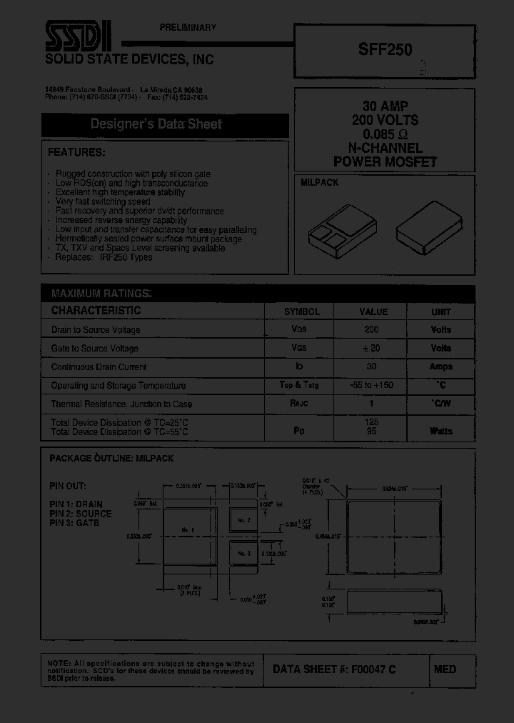 SFF250_1307471.PDF Datasheet