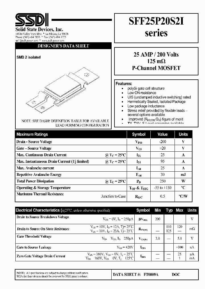 SFF25P20S2I_1307476.PDF Datasheet