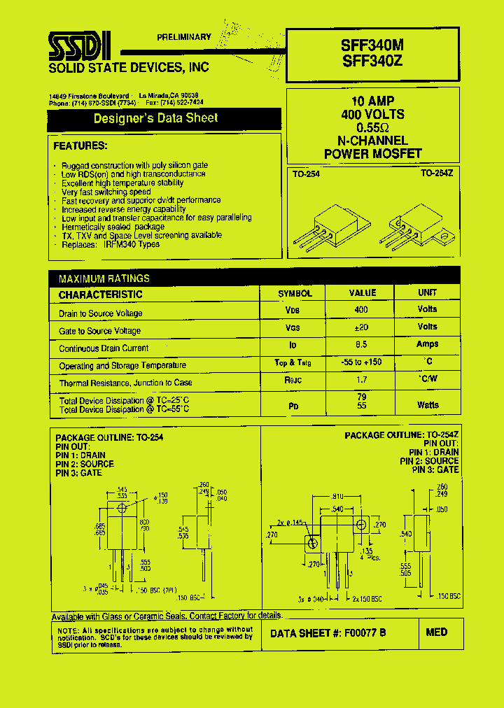SFF340Z_1307483.PDF Datasheet