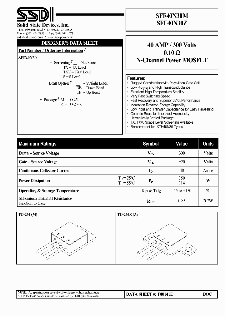 SFF40N30Z_1307489.PDF Datasheet