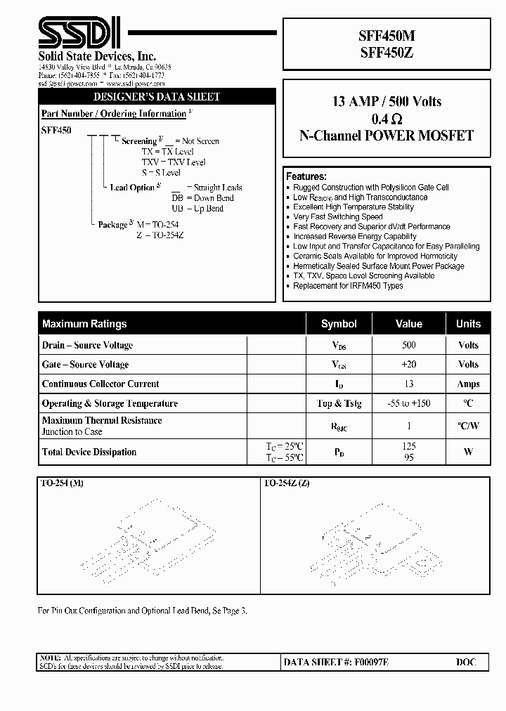 SFF450Z_1307503.PDF Datasheet