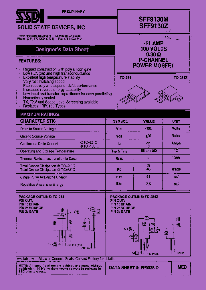 SFF9130Z_1307531.PDF Datasheet