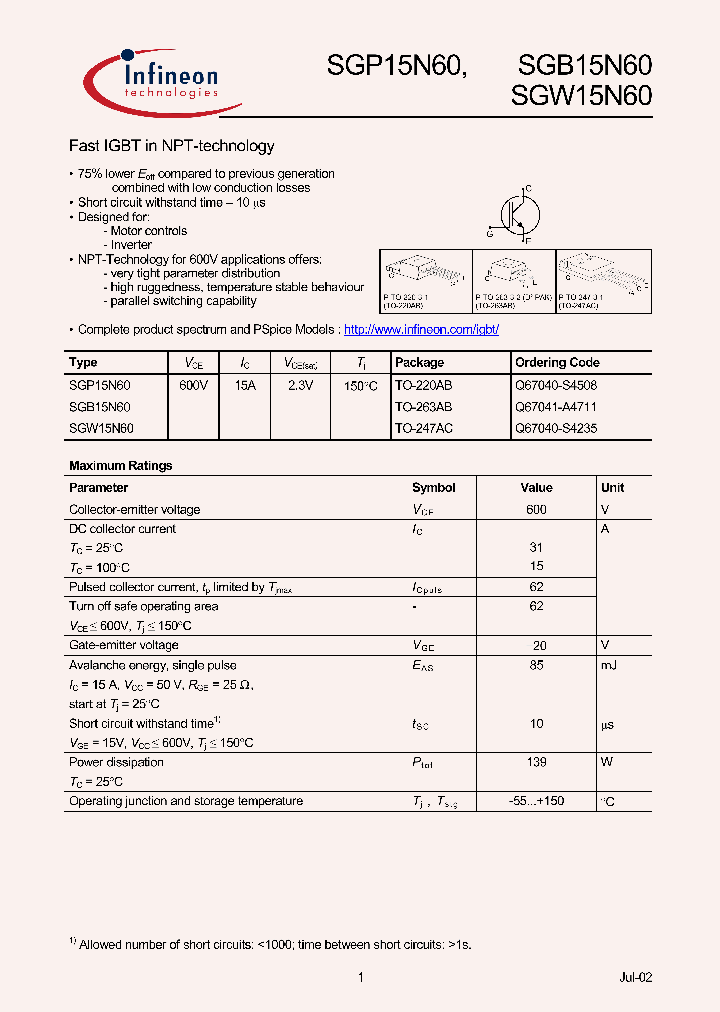 SGW15N60_1308293.PDF Datasheet