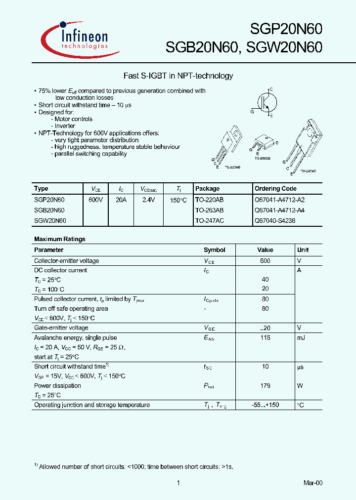 SGW20N60_1308295.PDF Datasheet