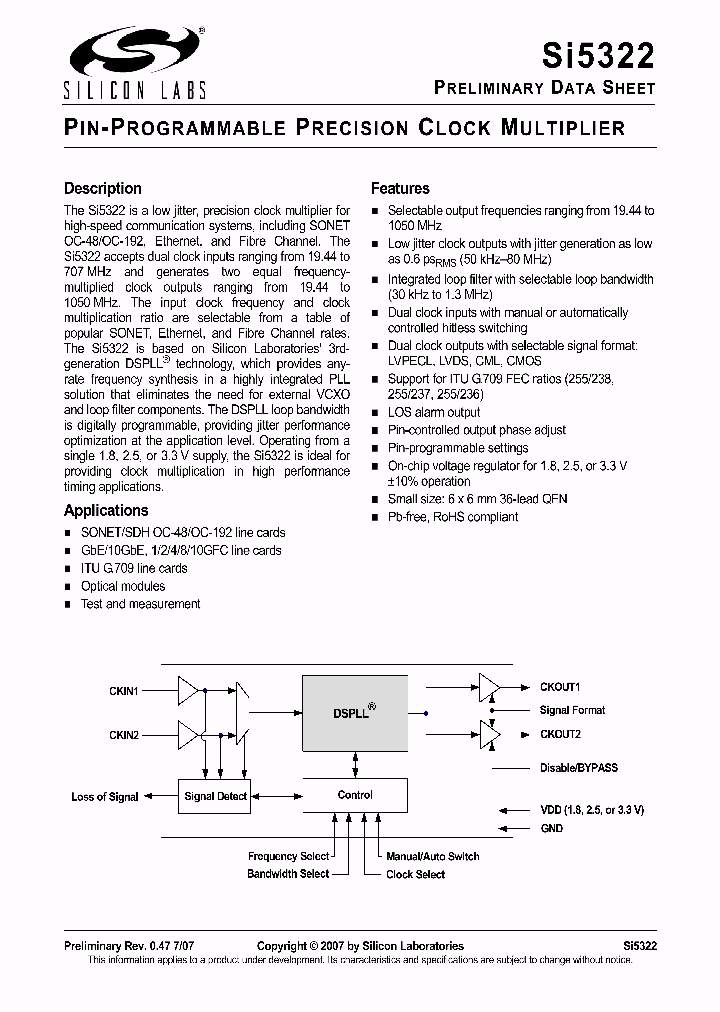 SI5322_1308960.PDF Datasheet