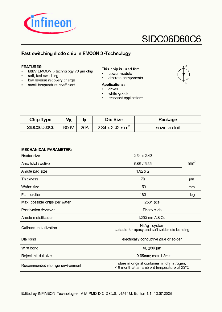 SIDC06D60C6_1309357.PDF Datasheet