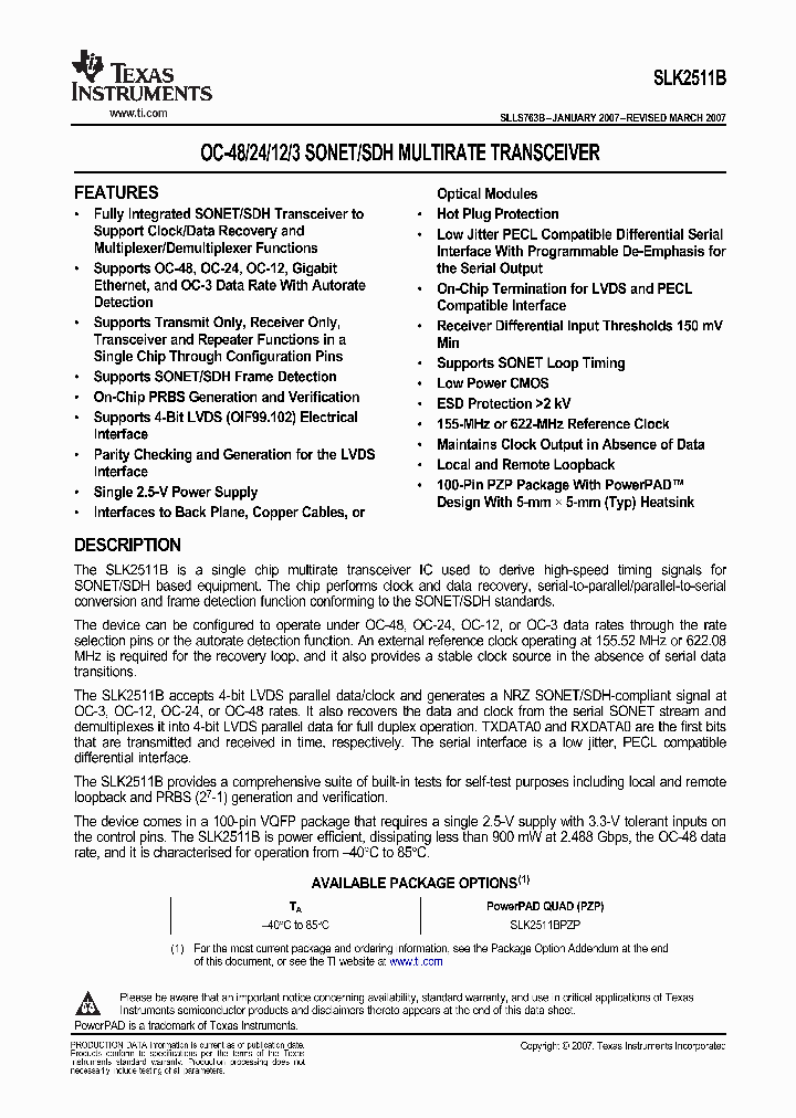 SLK2511BPZPG4_1118788.PDF Datasheet