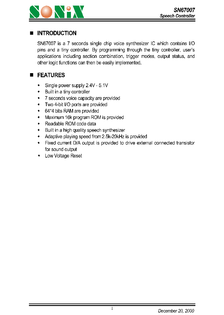 SN67007_1312001.PDF Datasheet