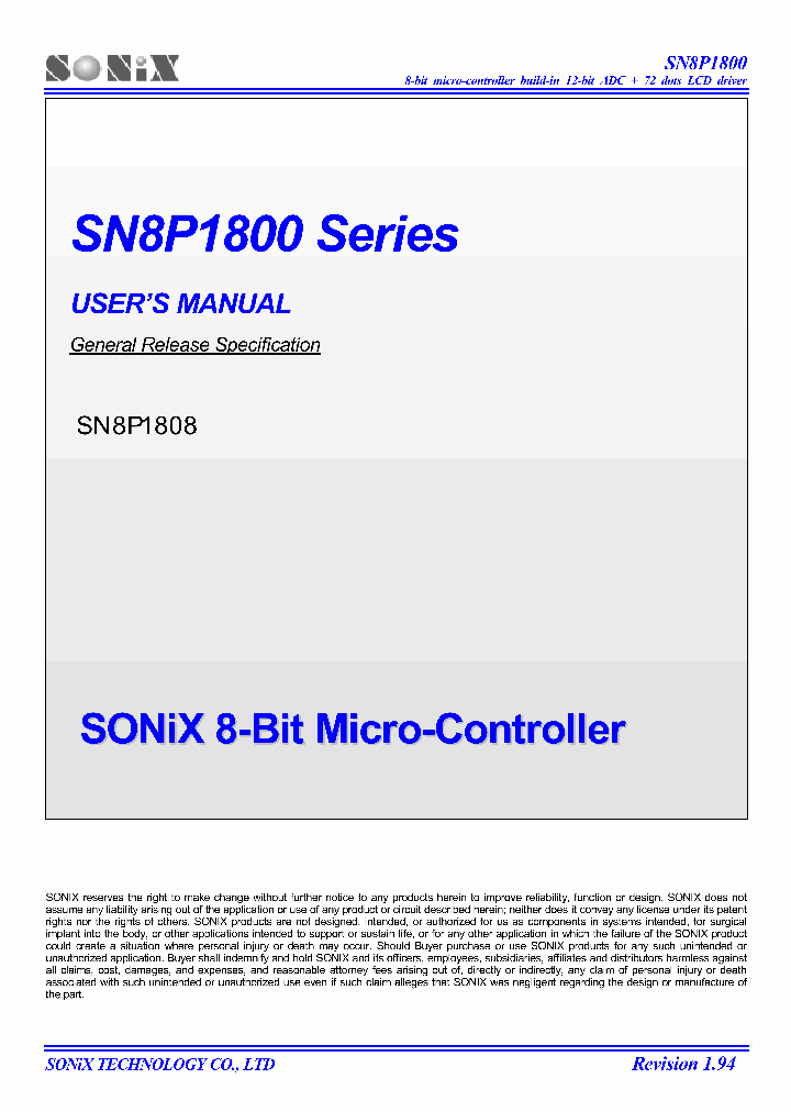 SN8P1808Q_1313957.PDF Datasheet