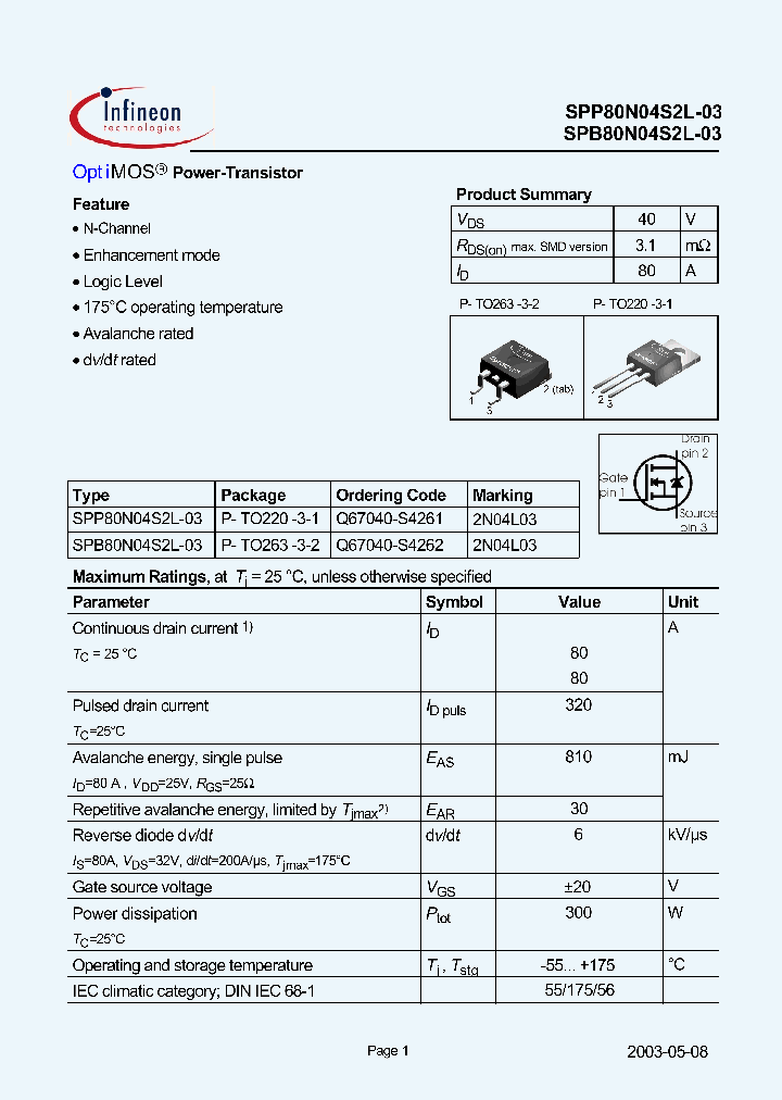 SPP80N04S2L-03_1023115.PDF Datasheet