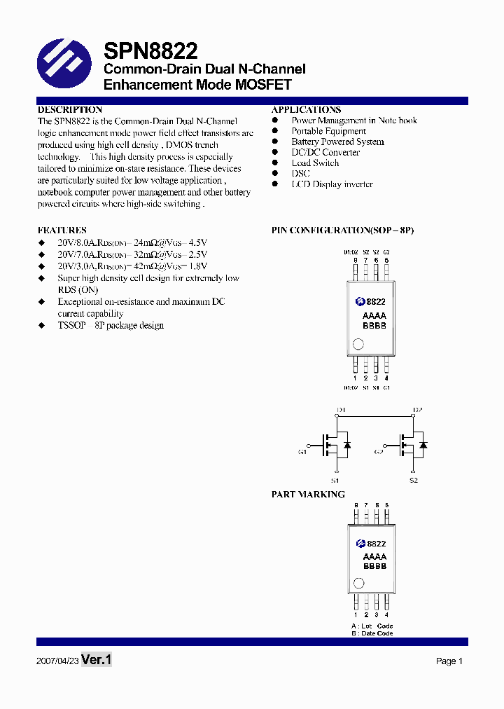 SPN8822TS8TG_1315519.PDF Datasheet