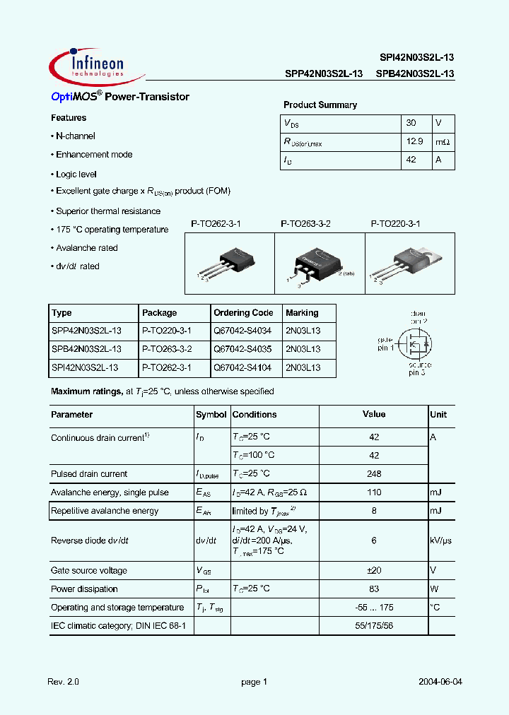 SPP42N03S2L-13_1315593.PDF Datasheet