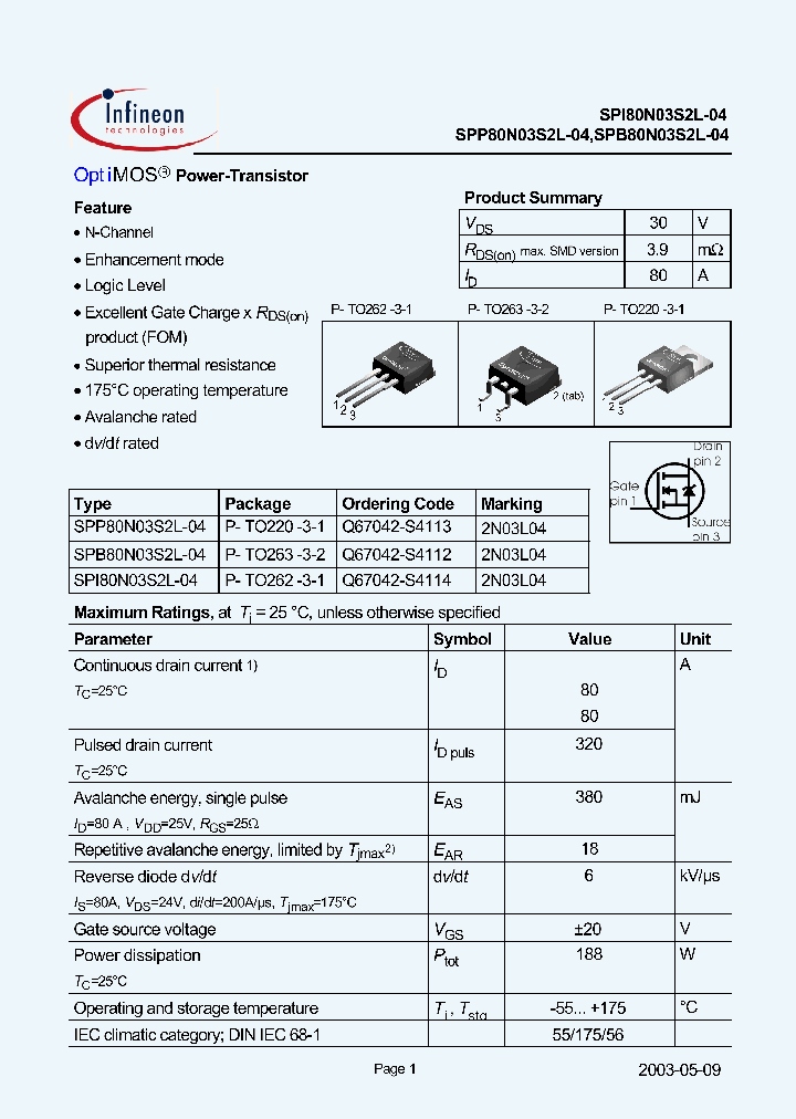 SPP80N03S2L-04_1315610.PDF Datasheet