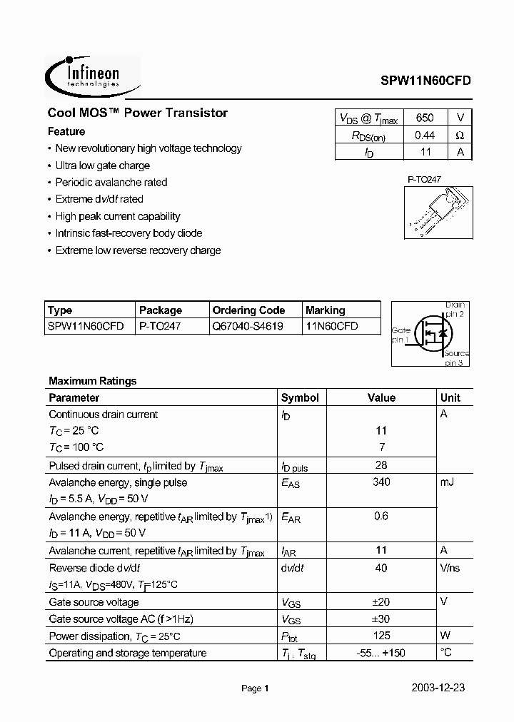 SPW11N60CFD_1315753.PDF Datasheet