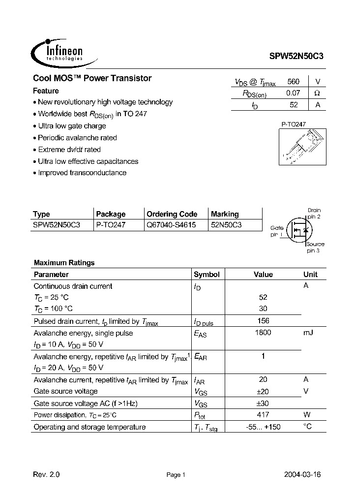 SPW52N50C3_1315773.PDF Datasheet