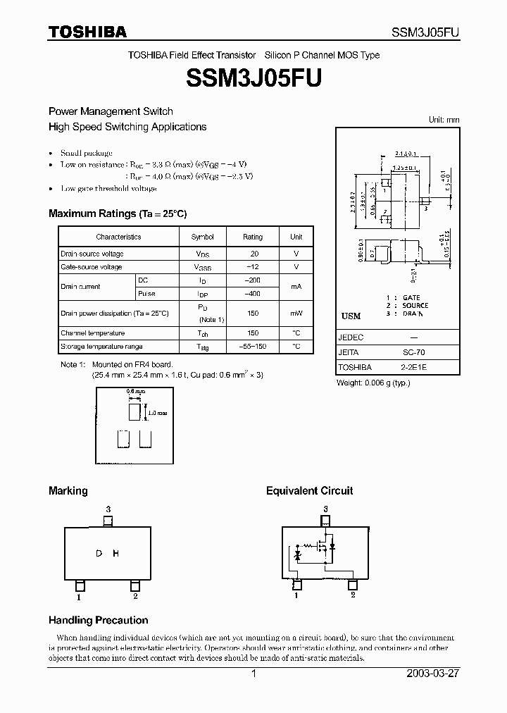 SSM3J05FU_1316793.PDF Datasheet