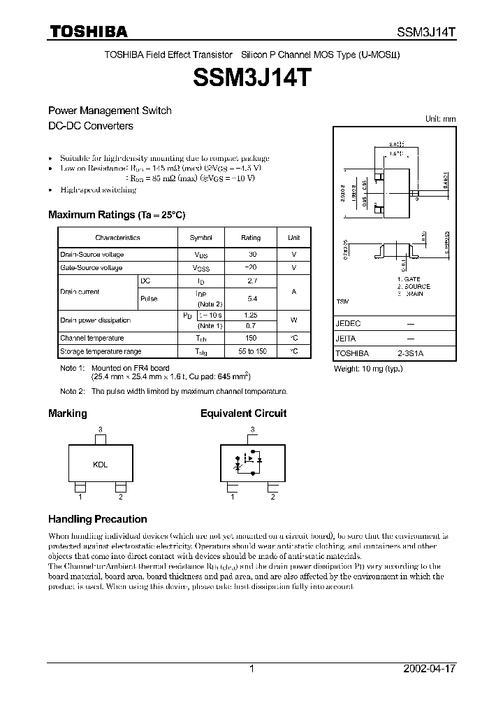 SSM3J14T_1316795.PDF Datasheet