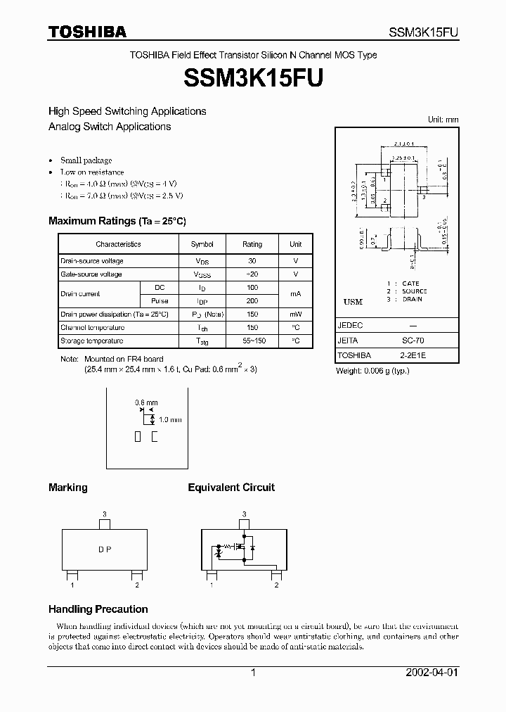 SSM3K15FU_1161958.PDF Datasheet