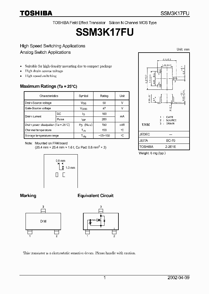 SSM3K17FU_1161959.PDF Datasheet