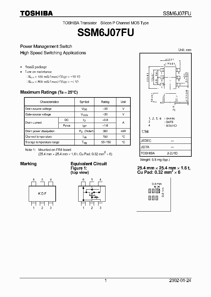 SSM6J07FU_1316812.PDF Datasheet